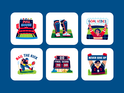 Football and Soccer Stickers character design design fans fifa figma flat football game graphic design illustrator match nfl premier league soccer sport sports stickers typography vector world cup