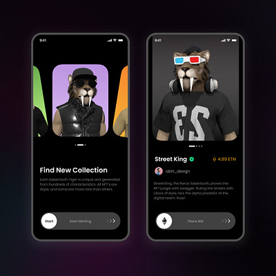 NFT Collection App Design appdesign metaverse mobileapp nft ui uidesign ux