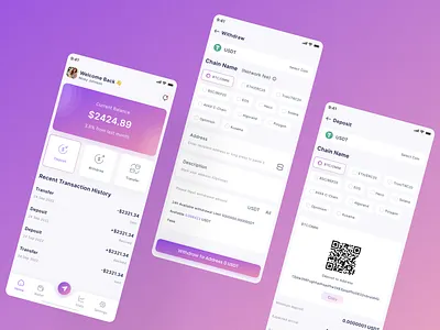 Finance App Design app design clean creative crypto crypto app design finance finance app gradient inspiration minimal mobile app mobile app screen payment ui peer to peer payment send money simplistic finance app ui ux wallet