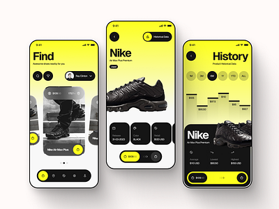 KickIn - Shoes Marketplace Mobile Apps app app design bold e commerce fashion marketplace minimal mobile mobile app nike shoes ui ui design ui visual design uiux website