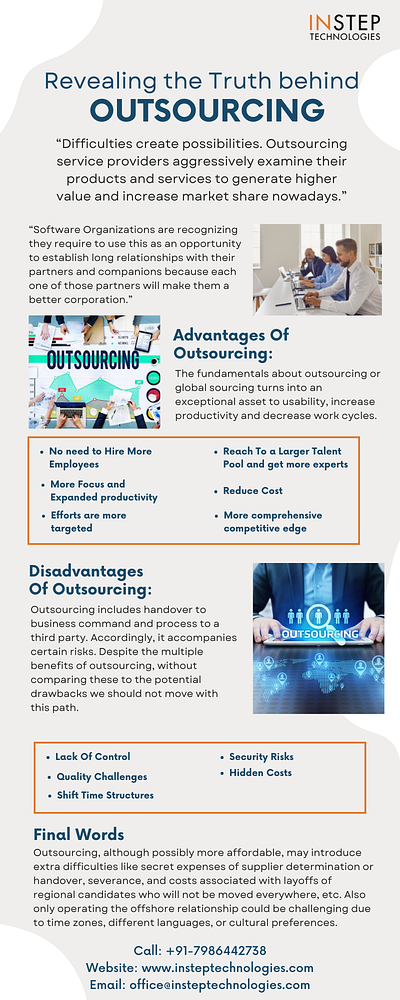 Revealing the Truth behind Outsourcing Pros And Cons, branding design digital marketing illustration insteptechnologies logo mobile app development ui vector web design