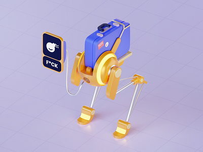 Robot with case 3d 3d art 3d artist 3d render blender blender 3d colorful design illustration robot yellow