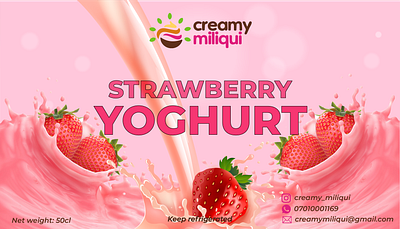 Strawberry yoghurt sticker design design flyer design