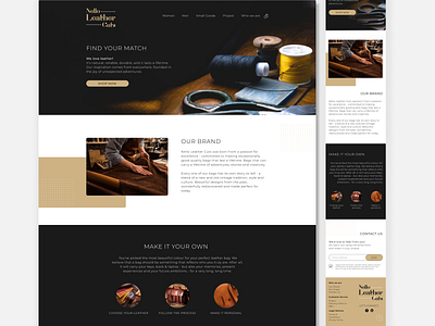 Logo & Home page design / Nello Leather Cuts bag brand brand graphic design craft design figma graphic design homepage illustrator leather logo marketing social media typography ui vintage visual design web web design website