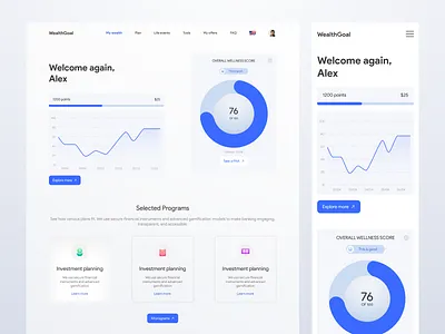 WEALTH GOAL WEBSITE UI admin analytics branding clean dashboard data design gradient landing minimal panel ui ux web