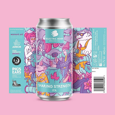 Electric Bear Beer Can Design beer beer can can design crafted beer electric bear female illustration illustration packaging women illustrator