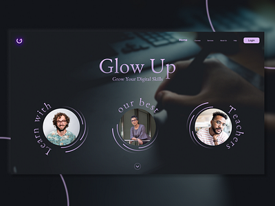 Glow Up Web Design appdesign branding darktheme darkui design e learning e learningui e learningwebdesign freelancer guide learningui logo research ui uidesign uiux uxdesign web webdesign webui