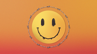 Smiley acid house barbed wire design digital face flat geometric graphic design illustration isometric logo noise retrosupplyco smiley texture vector