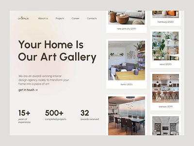Interior Design Agency Website animation clean concept design interaction interior design minimalist trendy ui ux web