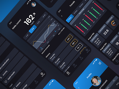 Diabetes Monitoring App app dark data diabetes health interface medical mobile product design trends ui uiux