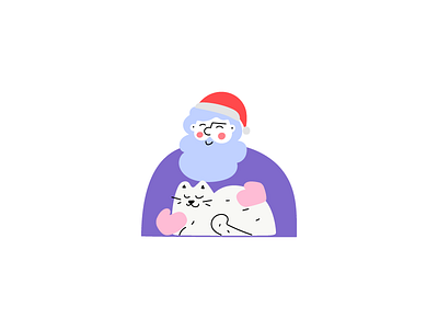 Santa and cat cat christmas december design flat fun funny holiday humor icon illustration new year santa santa claus smile vector xmas