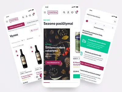 Vynoteka.lt ecommerce website redesign alcohol branding color delivery design drinks drinks delivery ecommerce flat illustration landing page liquor logo minimal mobile design redesign ui ux vynoteka web