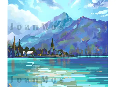 Blue Lake animation digital art photoshop wacom