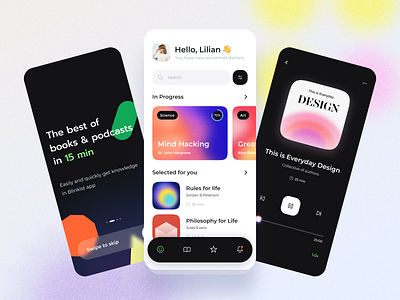 Book & Podcast mobile app book education educational learning mobile app platform podcast service ui
