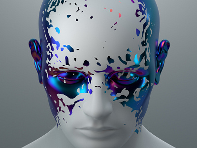 Mindflow 3d abstract art blender clean design face head human render visual