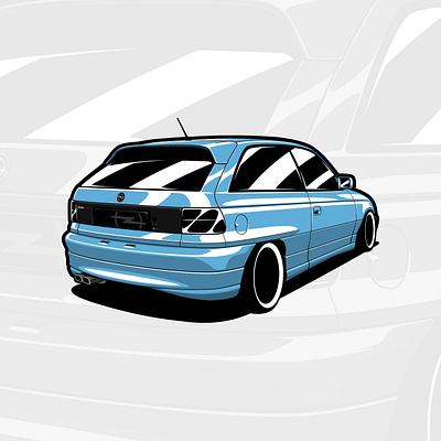 Opel Astra F GSI art astra automotive car design drawing gsi holden illustration logo opel vauxhall vector