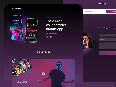 Coming Soon Page android app appdesign art artist branding collab coming soon gradient graphic design homepage ios music purple ui uiux under construction web website webui