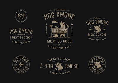 Hog Smoke BBQ badge bbq design hand drawn illustration logo organic retro rustic smoke typeface typography vintage