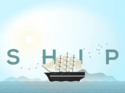 S H I P - Let's visit the world art blackonewhitegk concept firebeez illustration illustrator logo ocean oceanlogo ship