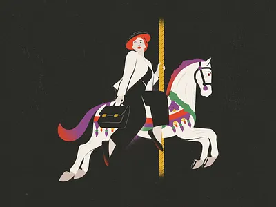 Ups & Downs carousel creative dark flat flatillustration graphic design horse illustration ipadpro minimal vector vintage