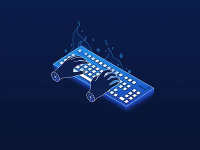 Skilled web developers illustration adobe illustrator artwork blues branding coding dark design fire hands hero image icon illustration keyboard landing page skills ui vector web agency web design web development