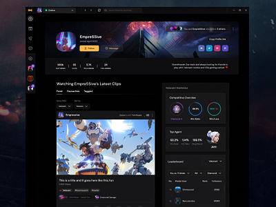 The all new Medal.tv profile page analytics ui clean ui game ui gamer profile gamer ui gaming gaming profile gaming stats profile ui stats ui ui design valorant
