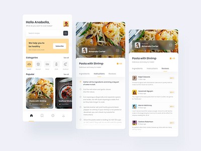 Food Recipes App | Exploration Design android background blur branding clean clean ui flat flat design food icon ios app iphone minimal mobile people project restaurants simple uiux uiuxdesign