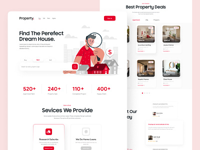 Real Estate Landing Page Design clean home home rent homepage house illustration landing landing page minimal penthouse property real estate realestate rent website trendy website ui ux web design website design