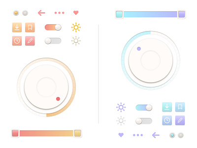 Daily UI #007 Extended - Button Set 3d design button button design button pack buttons components dial gradient icon design icons neumorphism pastel radio button slider ui ui design uiux