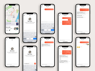 Chat UI screens ⟶ Go - Ride Hailing App UI Kit app cab booking app chat chat ui design lyft messaging app messaging ui minimal mobile app ride hailing app taxi app uber ui