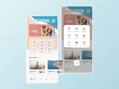 Travel App - Mobile App boocking app booking culinary design figma holiday hotel mobile app mobile ui ticket travel travelling trip vacation