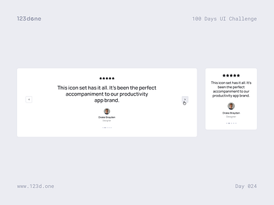 Day 024 — Testimonials | 100 days UI challenge 123done dailyui dailyuichallenge design design system figma interface quote review testimonials ui ui kit universal ui kit (web)