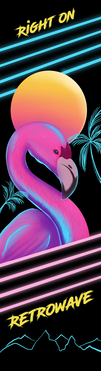 Go Retro 80sart animal color flamingo illustration nature retro