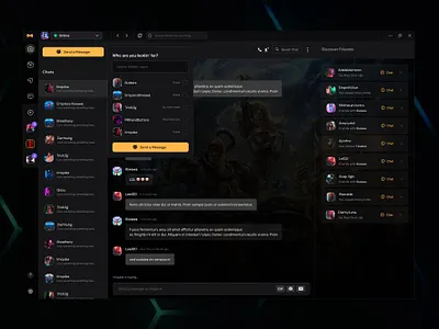 Medal.tv Chat chat chat app chat ui clean ui dark theme dark ui game ui gamer gamer profile gamer ui gaming gaming chat messenger app messenger ui profile ui