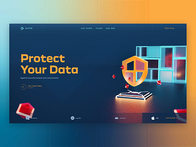 Data Privacy - landing view 3d ui web webdesign