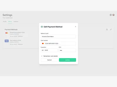 Payment Method Modal animation app branding case study design figma graphic design illustration logo typography ui ux vector