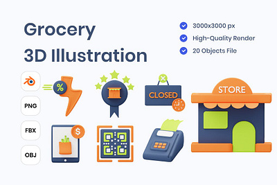 Grocery 3D Illustration 3d 3d animation 3d art 3d illustration animation app branding concept design graphic design grocery illustration logo motion graphics page ui web web design web development website