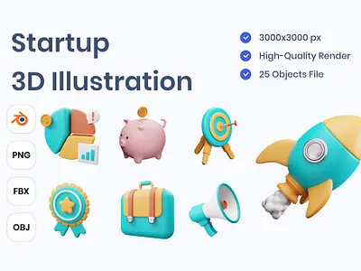 Startup 3D Illustration 3d 3d animation 3d art 3d illustration animation app branding concept design development graphic design illustration logo motion graphics page startup ui web web design website