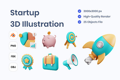 Startup 3D Illustration 3d 3d animation 3d art 3d illustration animation app branding concept design development graphic design illustration logo motion graphics page startup ui web web design website