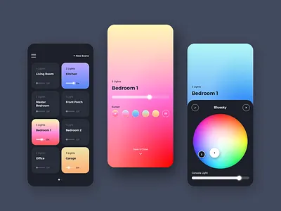 Hue App Redesign app dark hue iot lights smart home ui ux