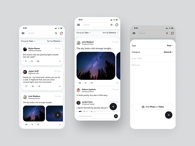 Nextdoor Inspired Social App app cards feed minimal panels social ui ux