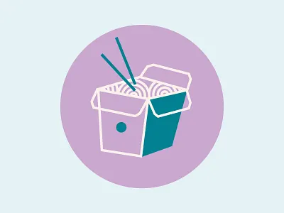 Noodles blue chopsticks design icon illustration noodles purple takeaway takeout to go