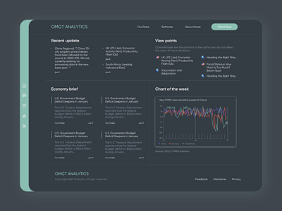 Analytics news homepage - dark mode brand clean colors dark mode design homepage identity minimal news ui user interface web design web page