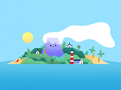Peachtober 2: Smoke colorful cute design flat graphic design illustration illustrator inktober2021 island landscape ocean palm trees peachtober2021 plantlife simple summer texture town vector vector graphic