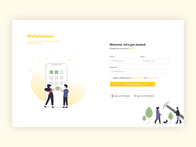 Sign Up Page app design daily ui daily ui challenge day 1 design graphic design illustration landing page log in product design sign up form sign up page ui ui design uiux ux design visual design volunteer app volunteer sign up web