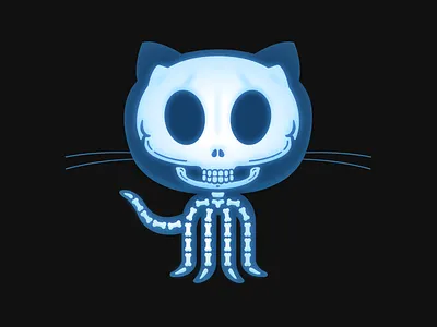 X-ray-tocat github halloween illustration octocat skeleton swag vector xray