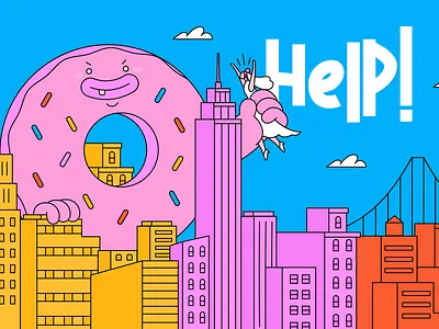 Illustration for Huel website. animation bride character city dessert donut fast food food help illustration king kong magazine magazine cover monster new york new york city panic ui vector vector illustration