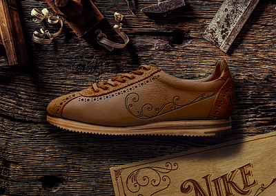 Nike - Cortez Retro 3d box branding cortez handmade leather nike packaging product design sneakers wooden box