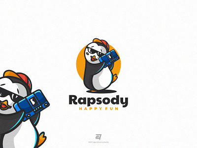 Rapsody artnivorastudio branding cartoon character creative design fun graphic design happy illustration logo logo awesome logo design logo inspiration modern penguin photographer rapsody simple vector