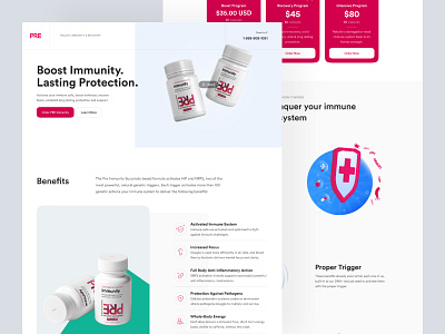 PRE Immunity landing page 💊 capsule clean clean design doctor health healthy hospital immunity landing landing page landingpage medic medical pill ui user interface ux web website white